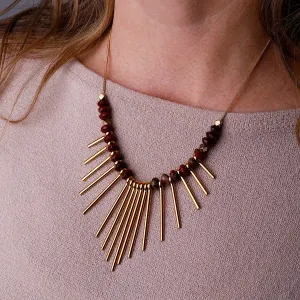 Gemstone Pendant Flare Necklace Kit - Apple Jasper/Gold - Limited Edition