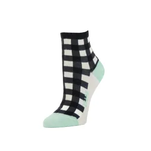 Gingham- Organic Cotton Anklet Socks - Black