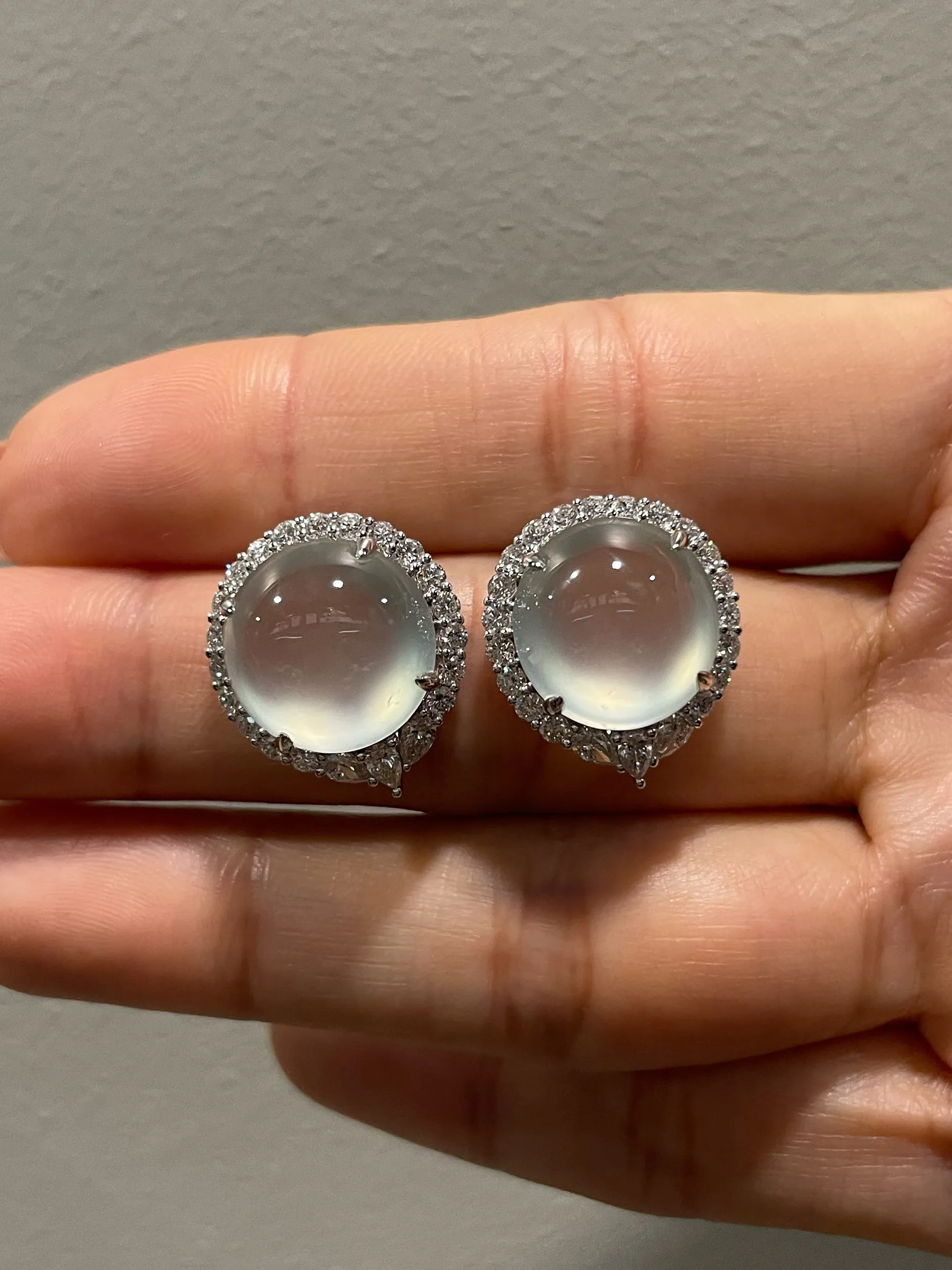 Glassy Jade Cabochon Earrings (NJE140)