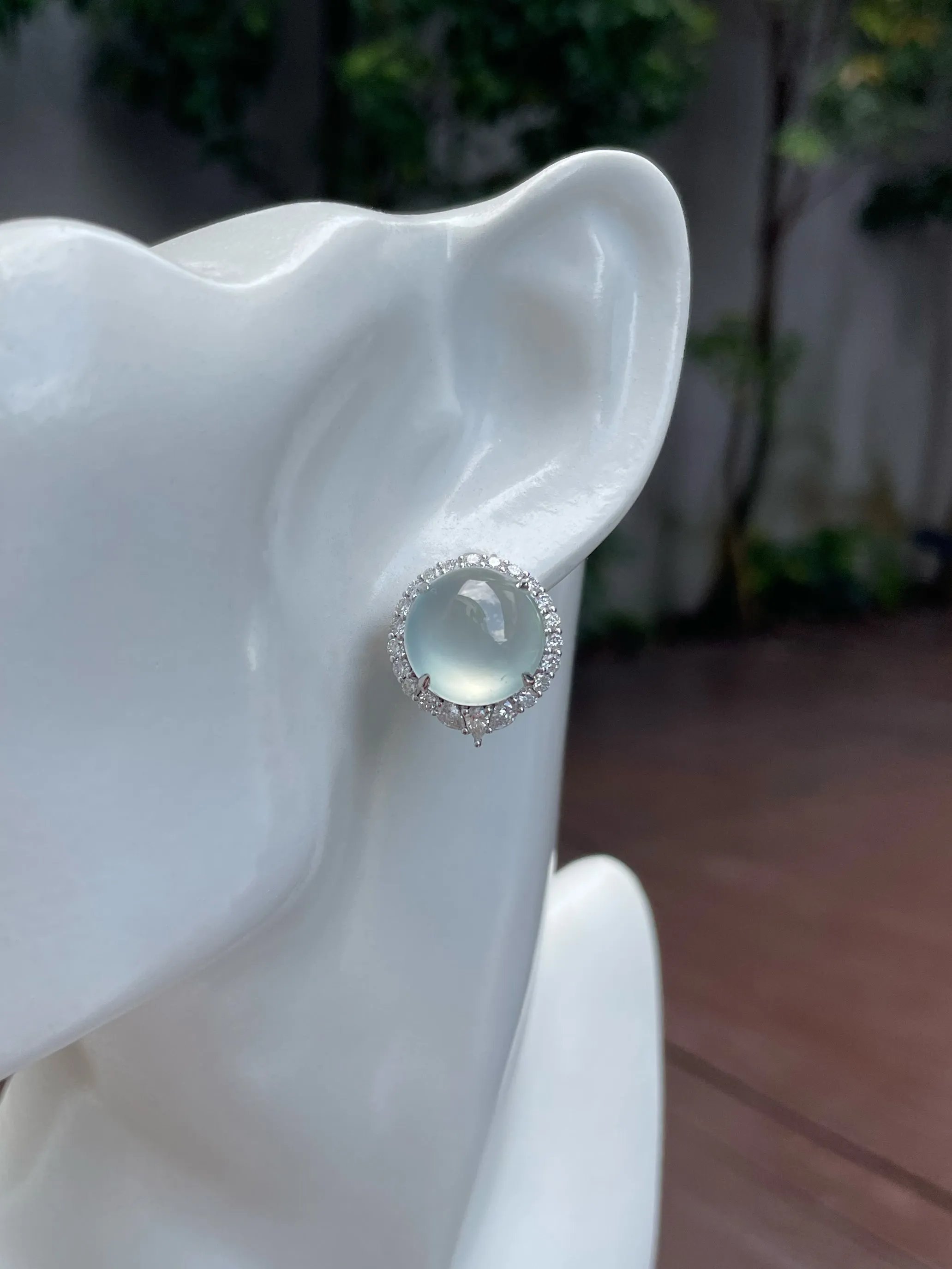 Glassy Jade Cabochon Earrings (NJE140)