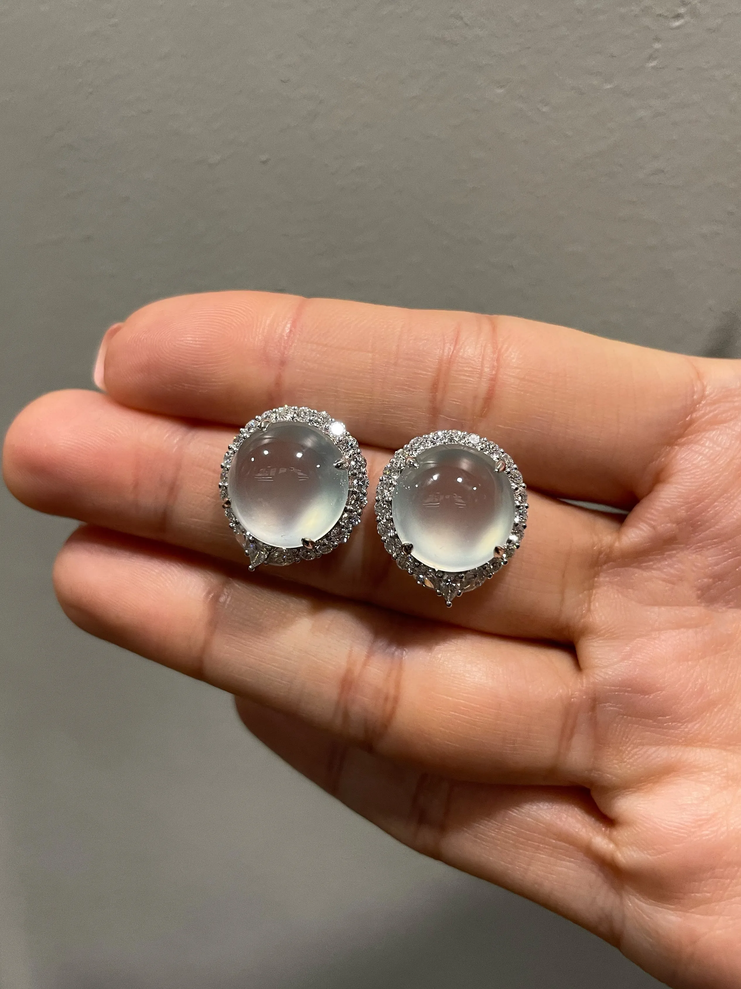 Glassy Jade Cabochon Earrings (NJE140)