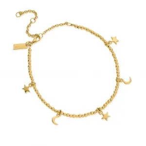 Gold Mini Cute Moon & Stars Anklet GANMC8101102