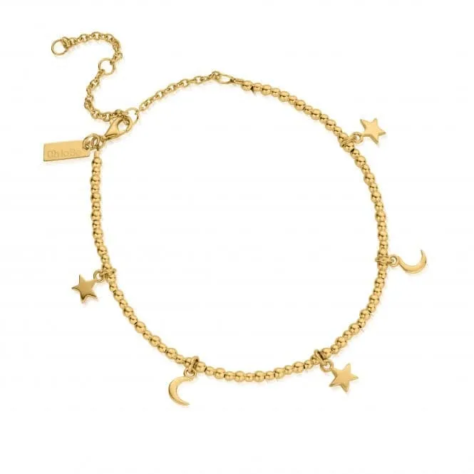 Gold Mini Cute Moon & Stars Anklet GANMC8101102