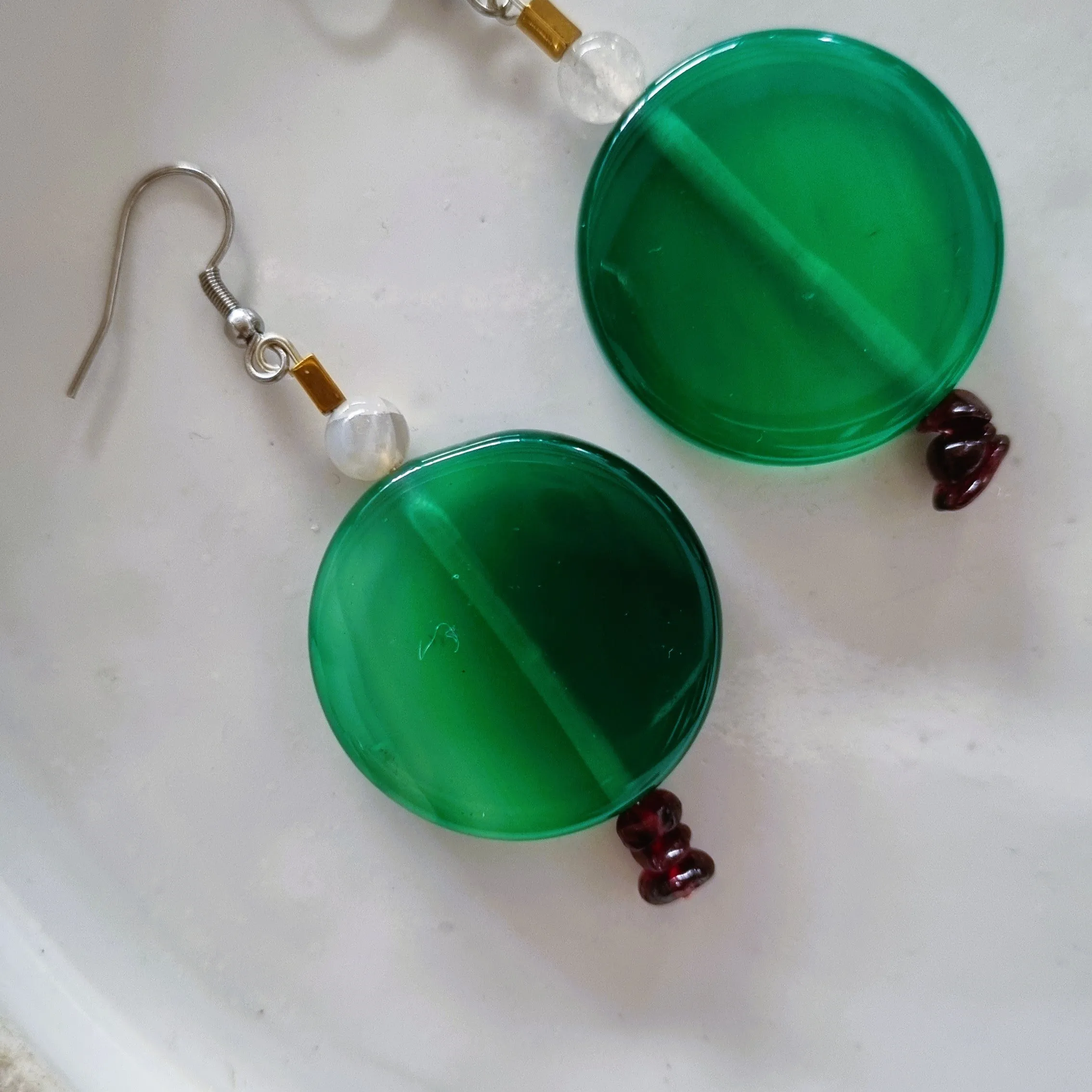 Green agate earrings
