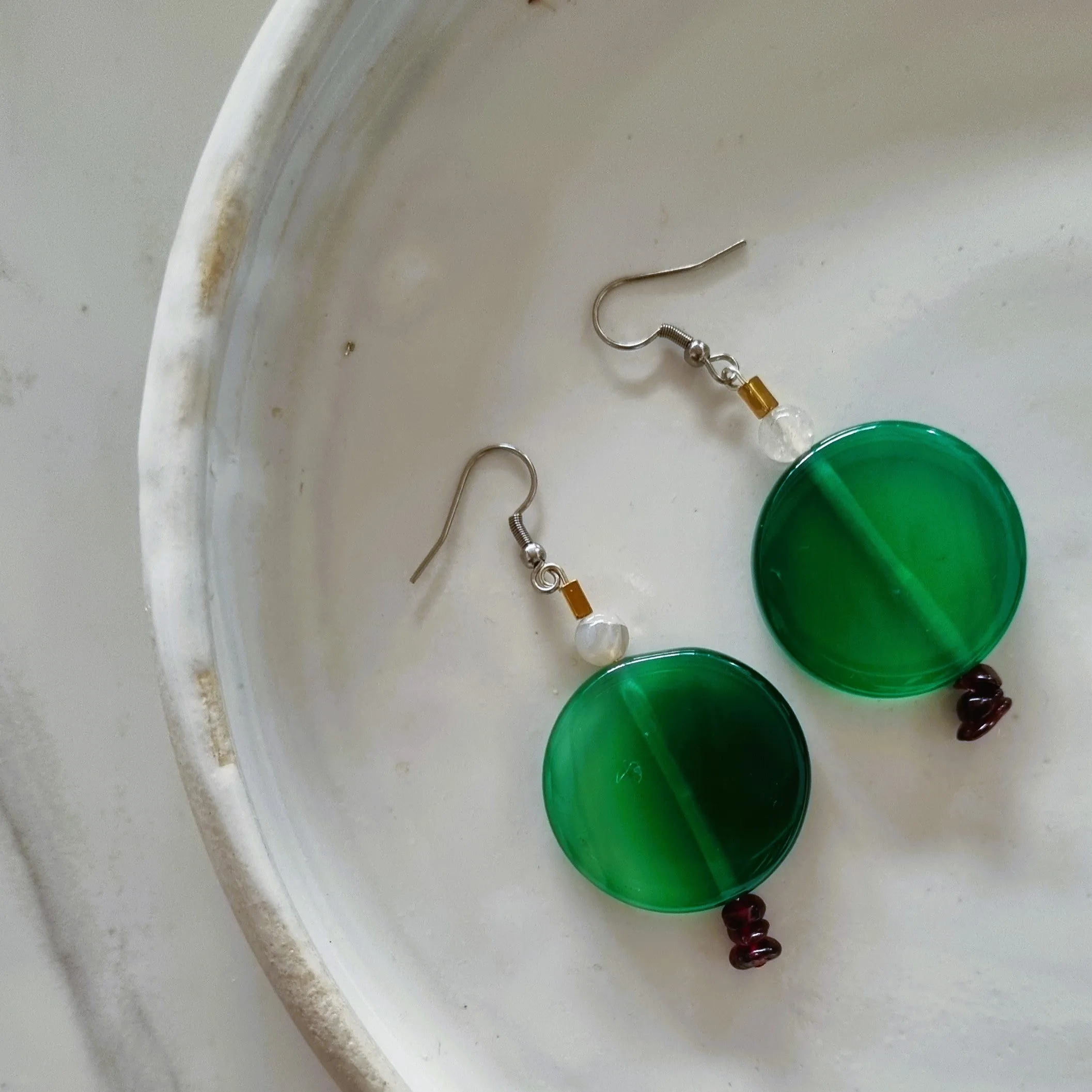 Green agate earrings