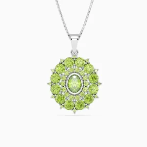 Green Necklace | Peridot Cluster Pendant in 925 Silver | Irosk ®