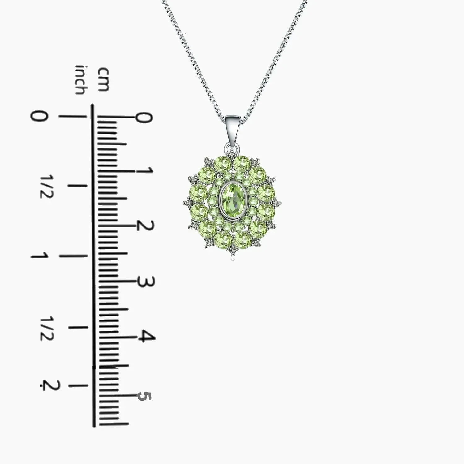Green Necklace | Peridot Cluster Pendant in 925 Silver | Irosk ®