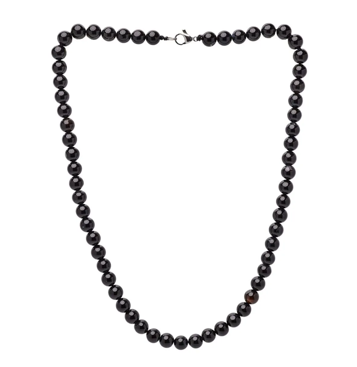 Handmade Men's Black Onyx Gemstone Beaded Necklace