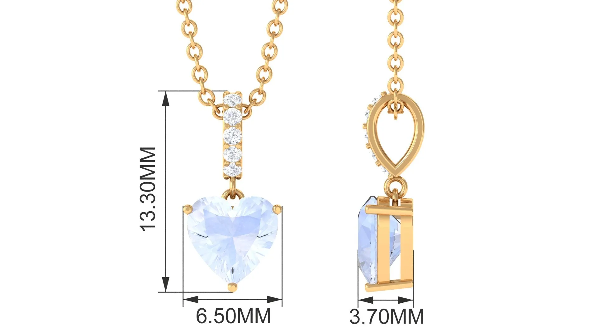 Heart Shape Moonstone Solitaire Pendant with Diamond Accent Bail