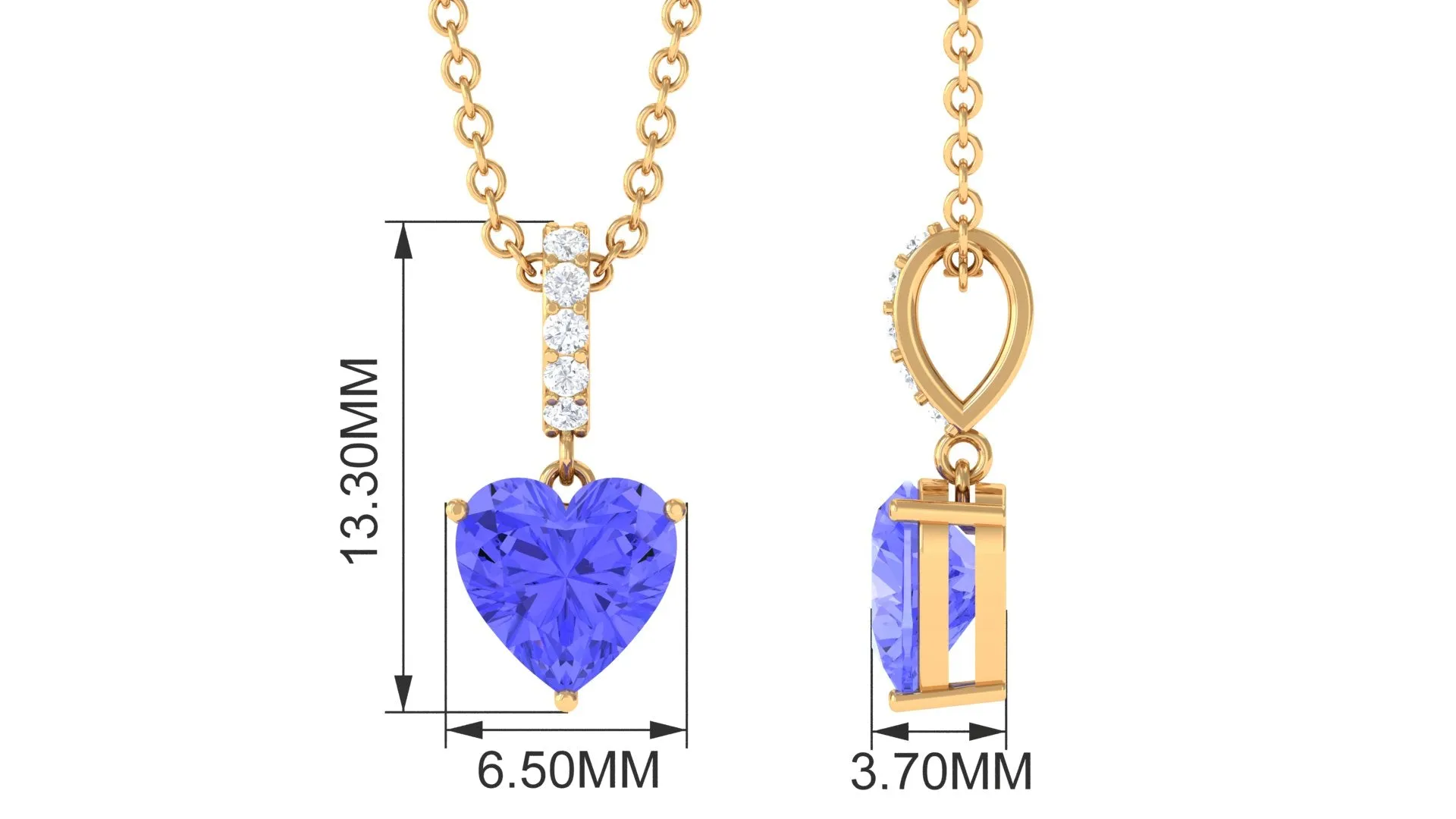 Heart Shape Tanzanite Solitaire Pendant with Diamond Accent Bail