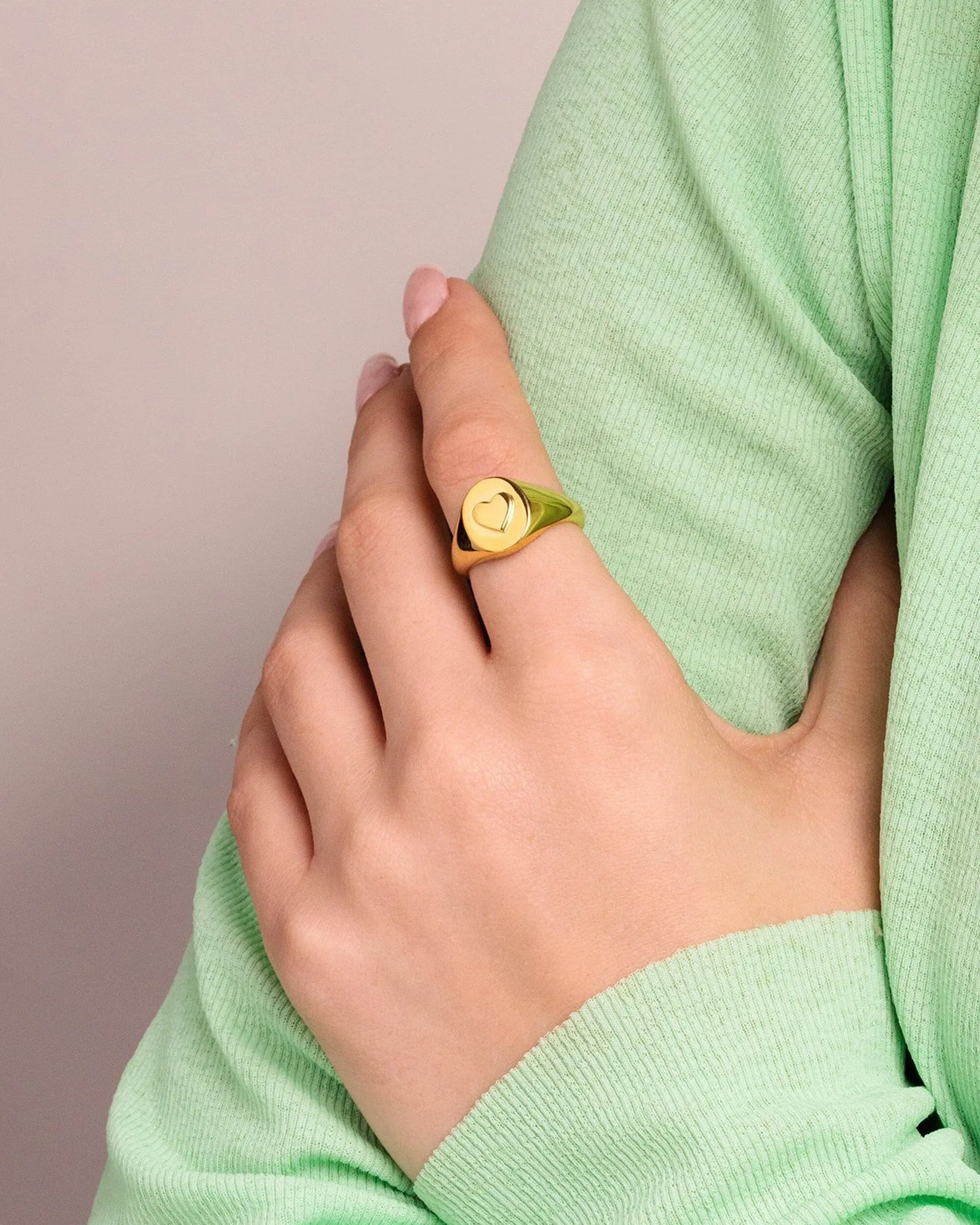 Heart Signet Ring - 925 Sterling Silver