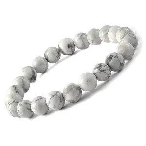 Howlite Natural Gemstone Bracelet Semi precious 8mm Beads Feng Shui Crystal Chakra Aura Personal Reiki Healing Crystals