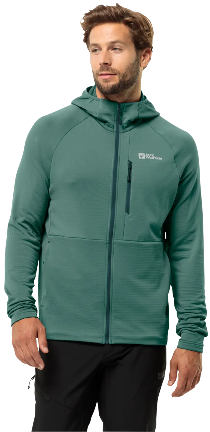 Jack Wolfskin Men&#x27;s Kolbenberg Hooded Full Zip Jade Green | Buy Jack Wolfskin Men&#x27;s Kolbenberg Hooded Full Zip Jade Green here | Outnorth