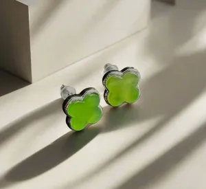 Jade 4 Leaf Clover Earrings, #190