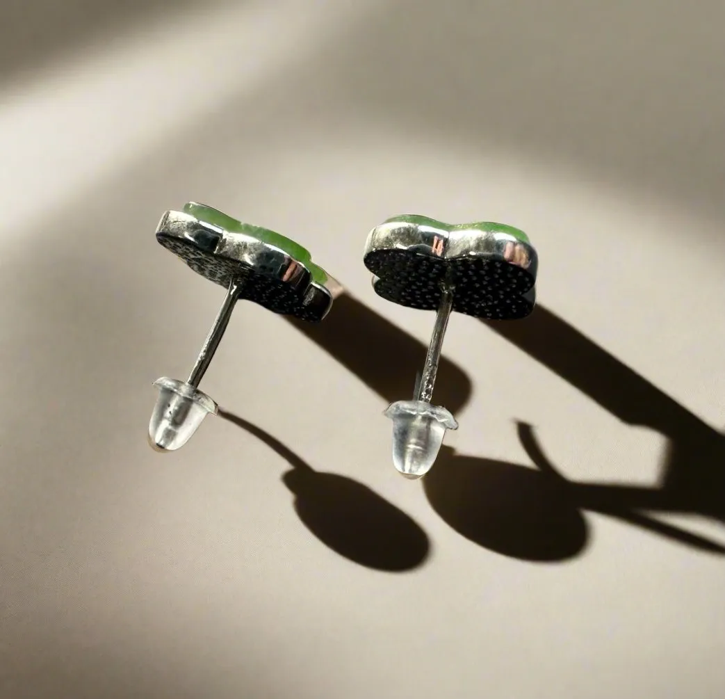 Jade 4 Leaf Clover Earrings, #190