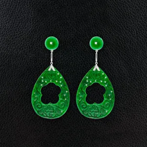 Jade & Diamond Dangle Earrings