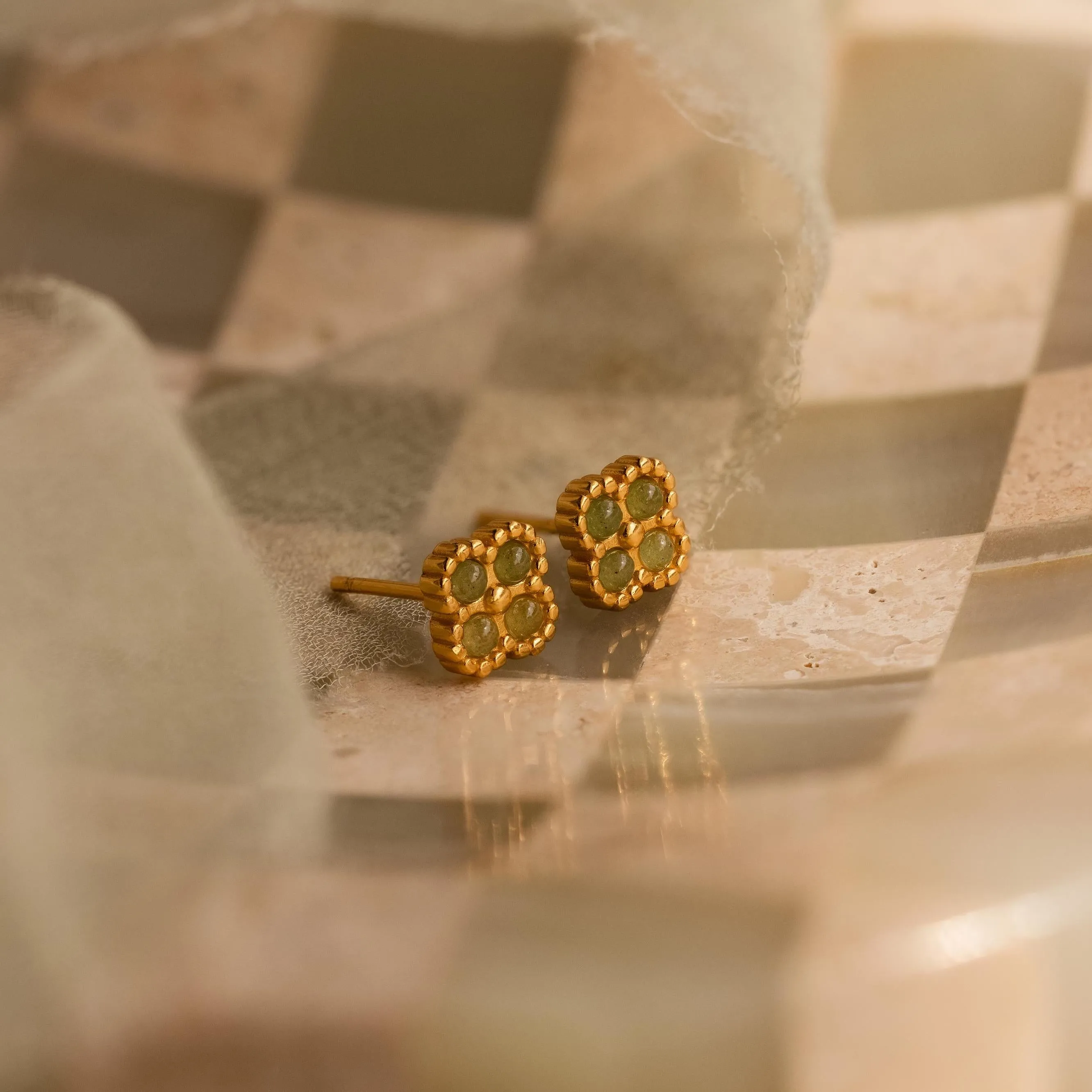 Jade Clover Studs