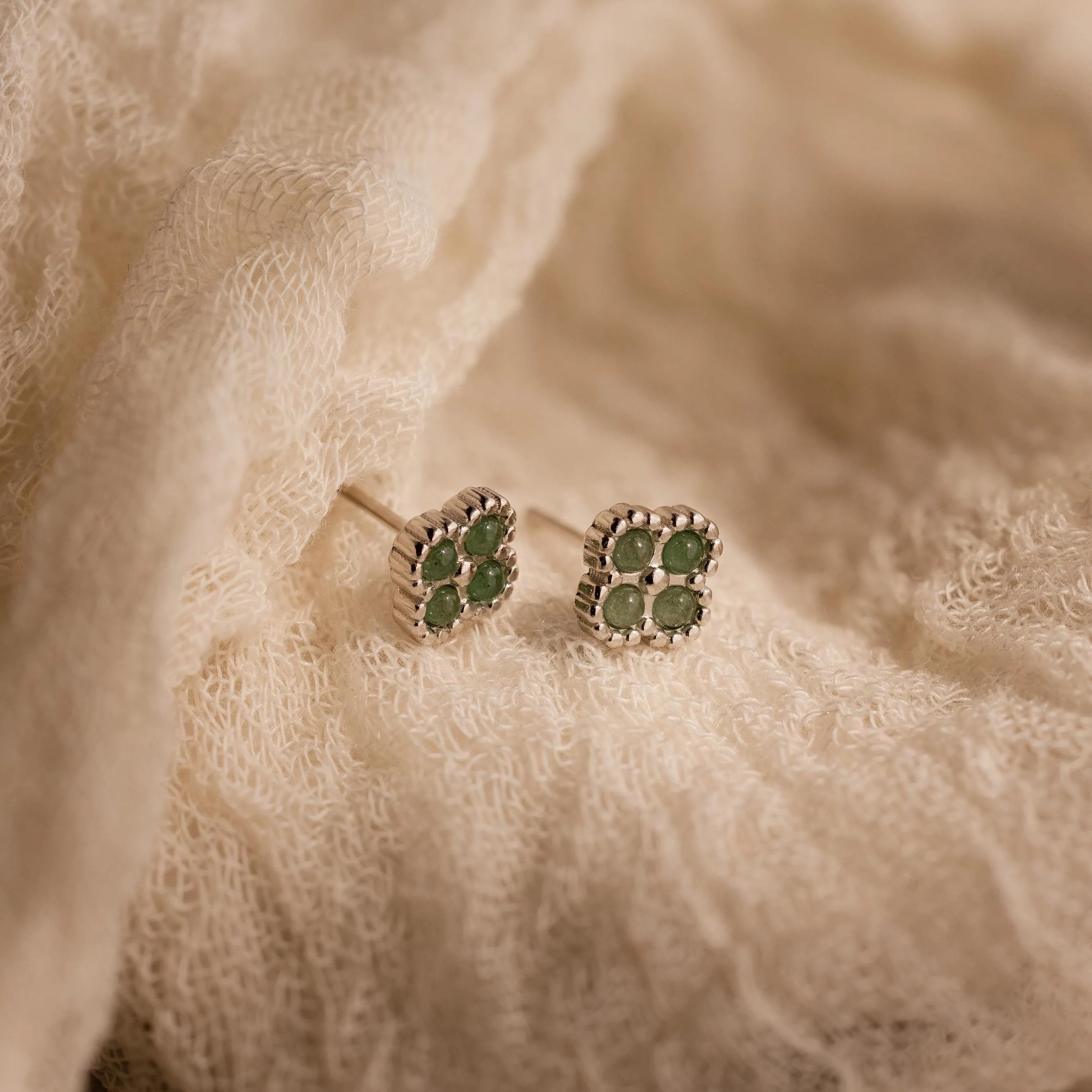 Jade Clover Studs