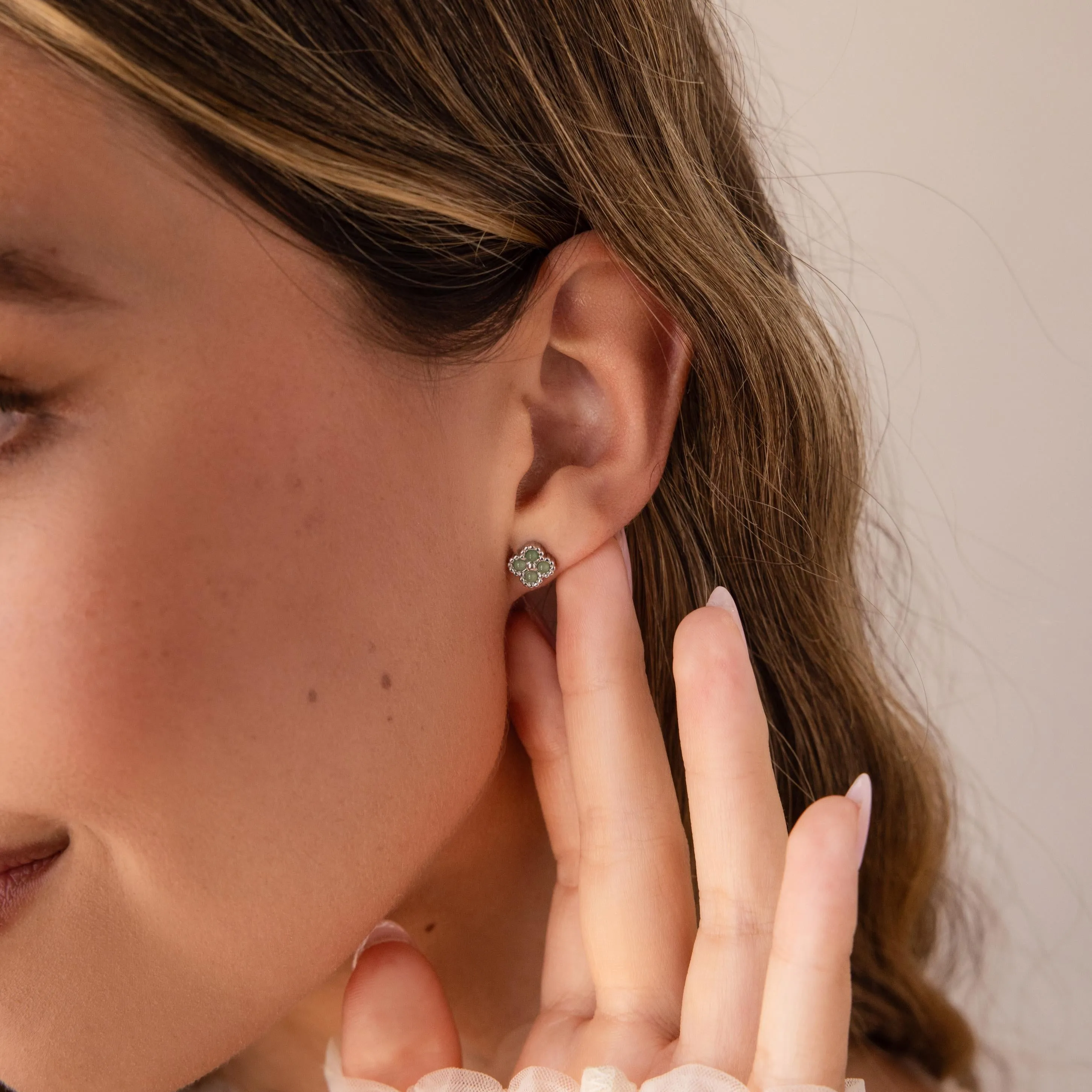 Jade Clover Studs