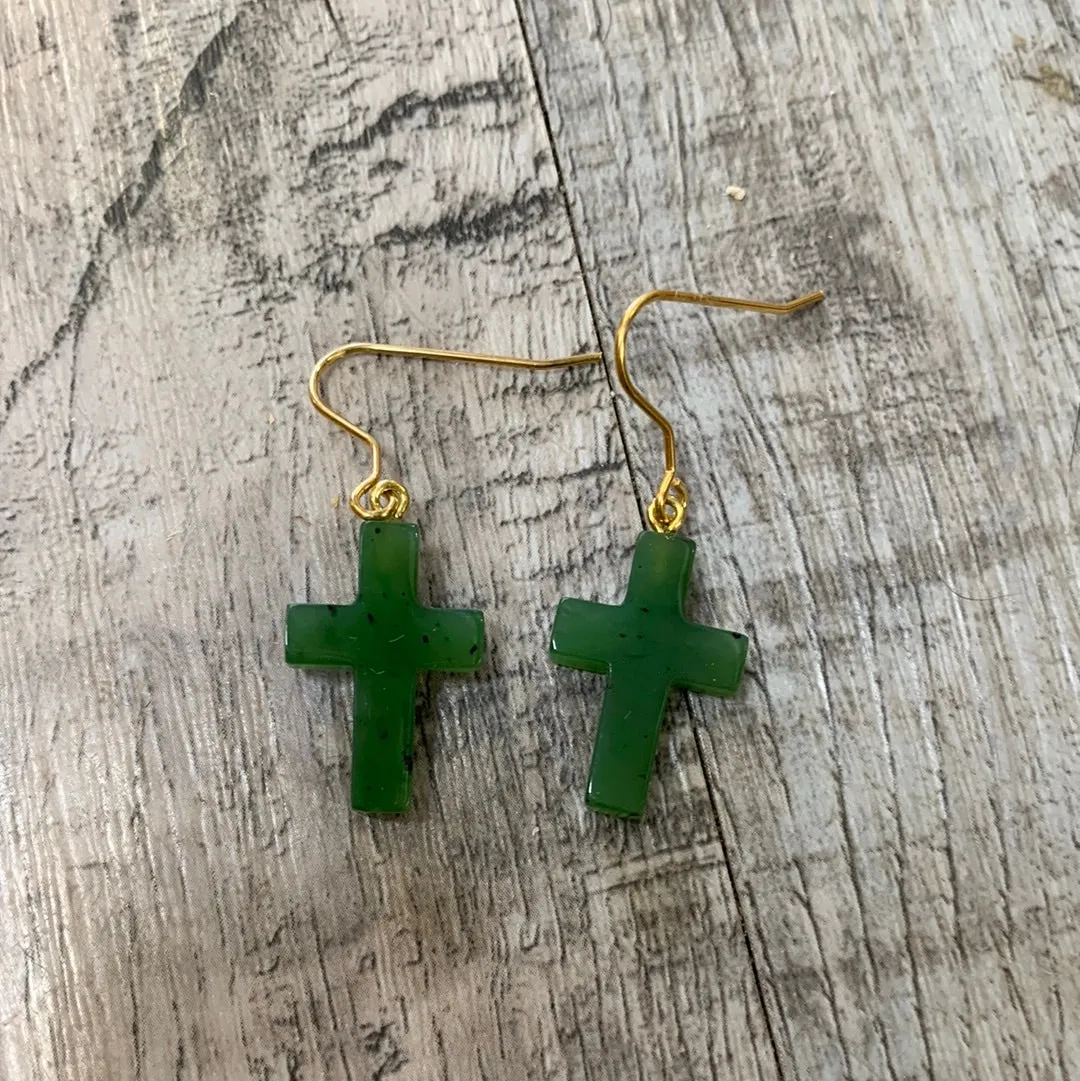 Jade Cross Earrings