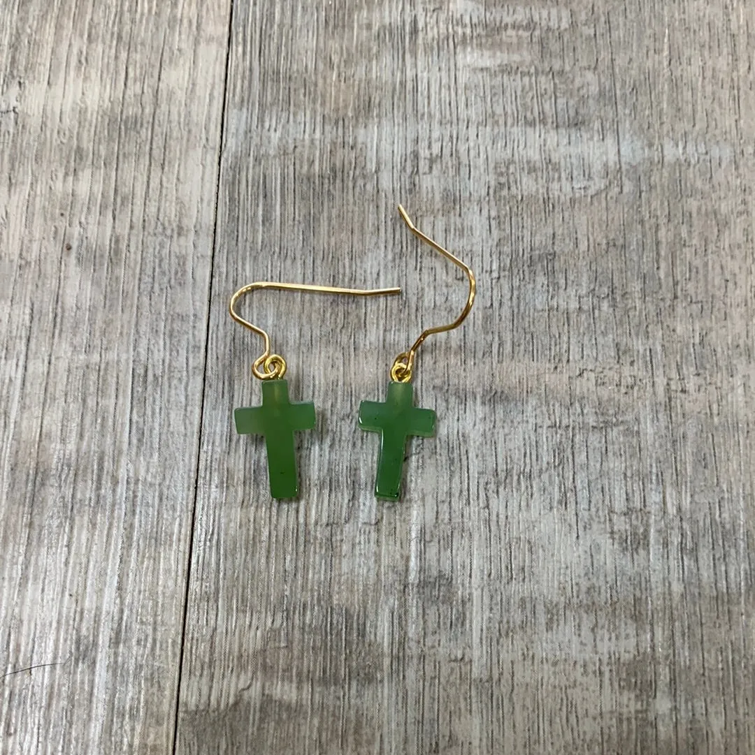 Jade Cross Earrings
