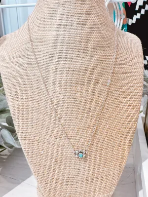 Kingman Turquoise Daisy Sterling Silver Necklace