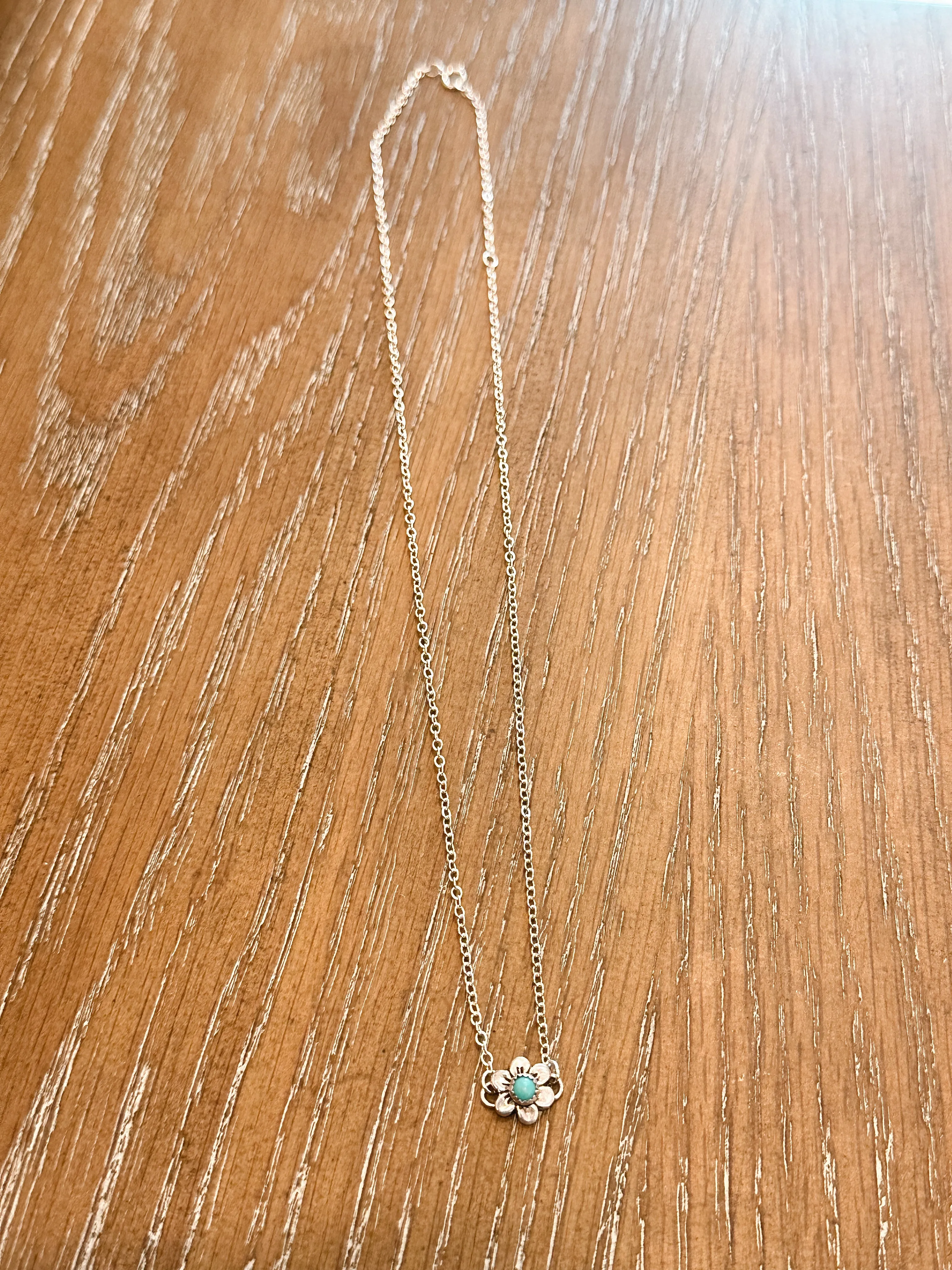 Kingman Turquoise Daisy Sterling Silver Necklace