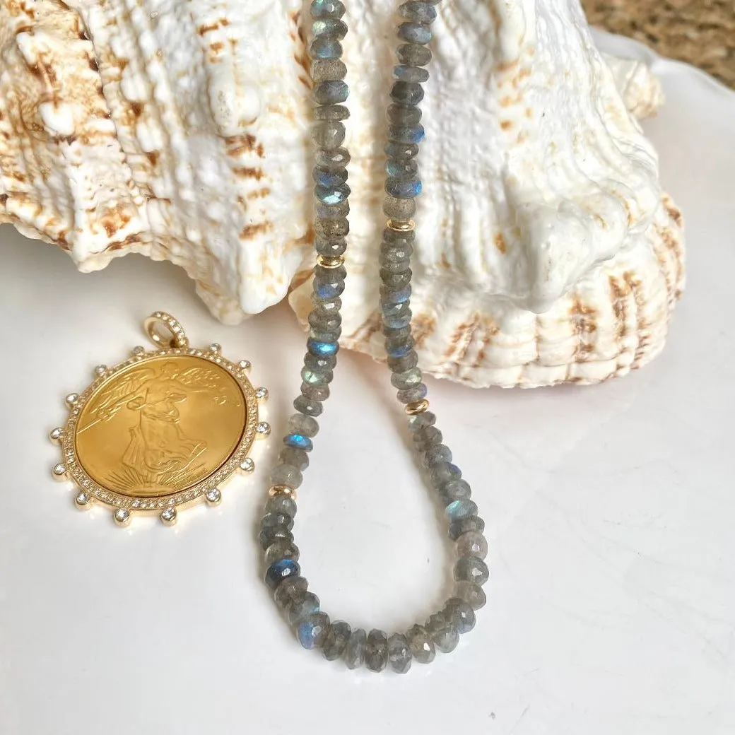Labradorite Coin Necklace VIctoria