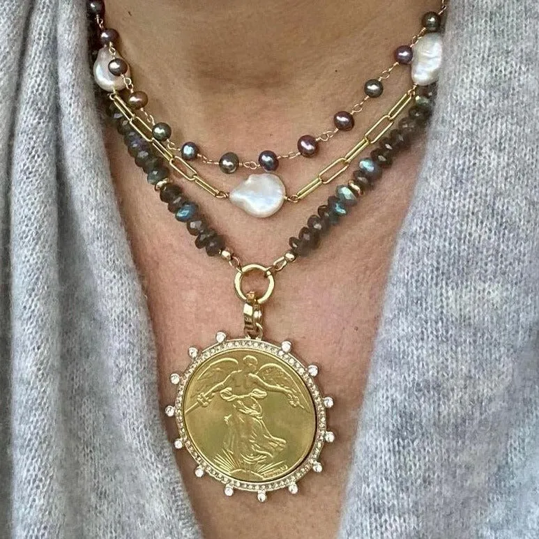 Labradorite Coin Necklace VIctoria