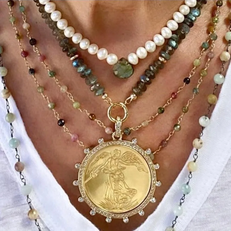 Labradorite Coin Necklace VIctoria
