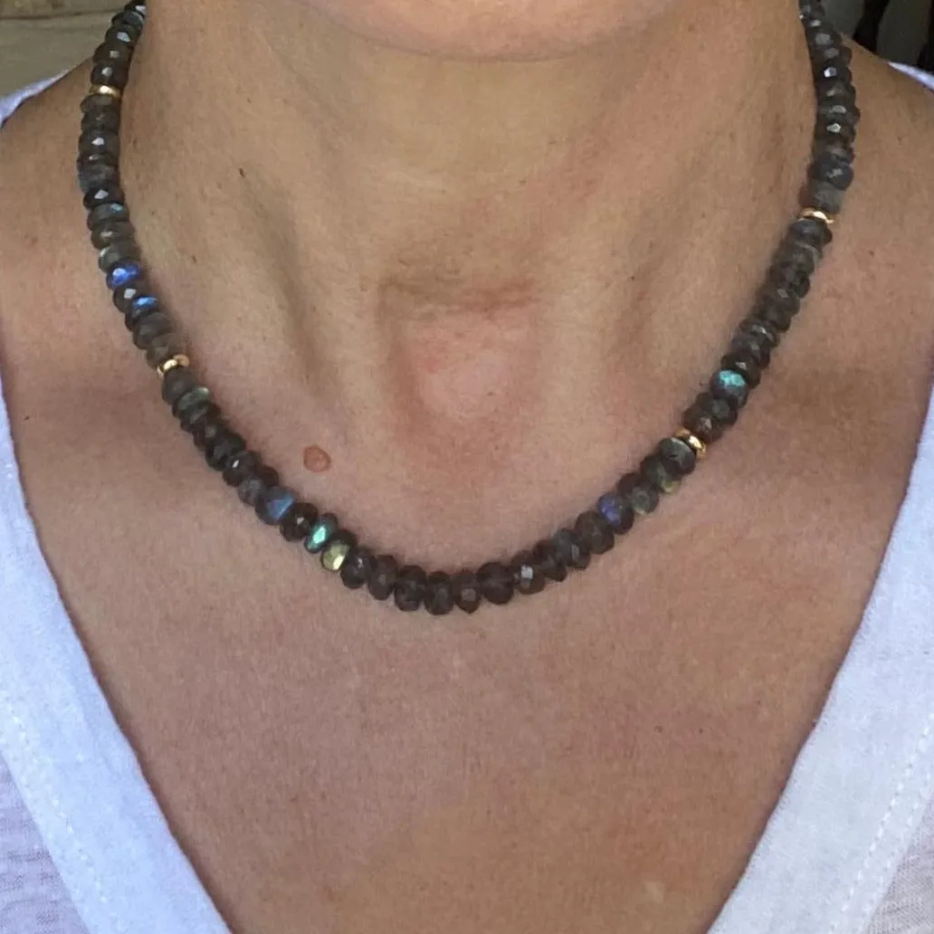 Labradorite Coin Necklace VIctoria