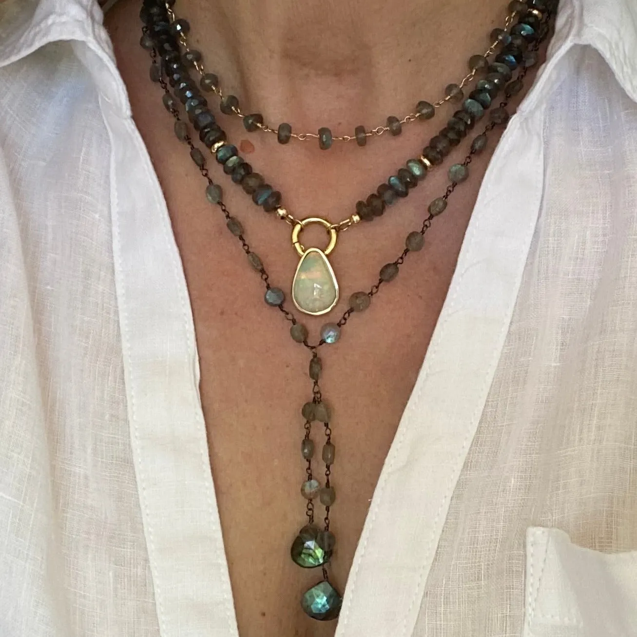 Labradorite Coin Necklace VIctoria
