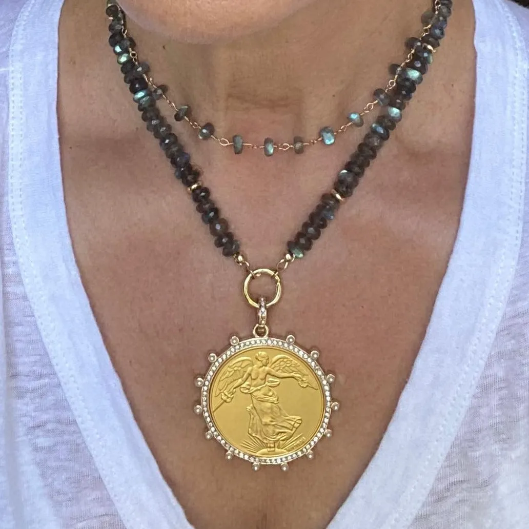 Labradorite Coin Necklace VIctoria