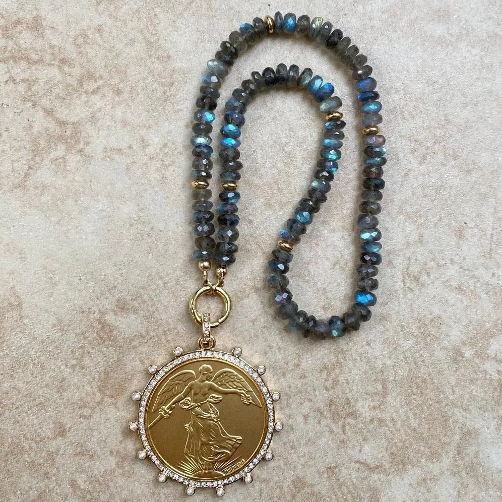 Labradorite Coin Necklace VIctoria