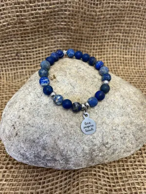 Lapis Lazuli Bracelet with Love Teach Inspire Charm