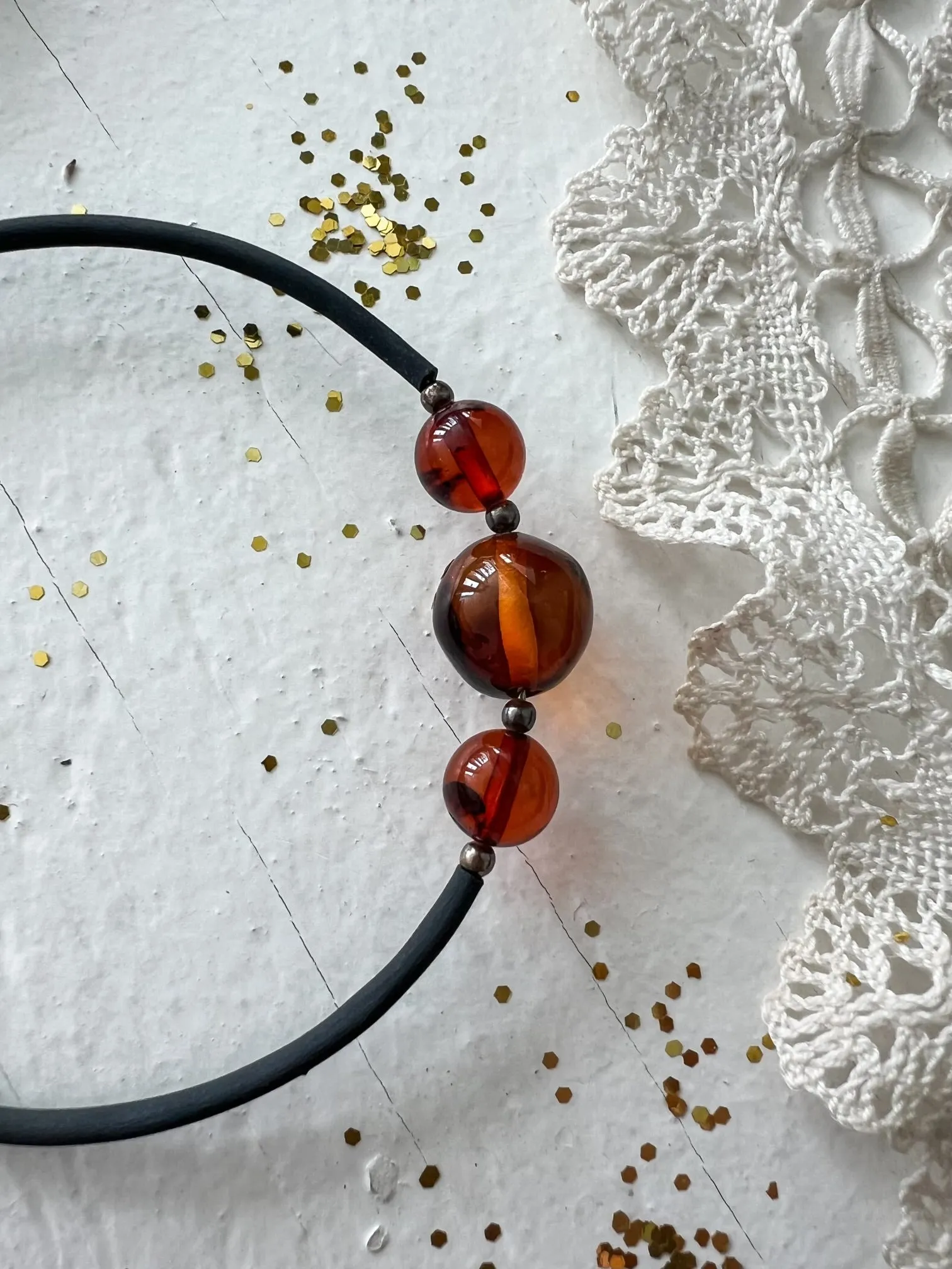 Leather Amber Bracelet SF
