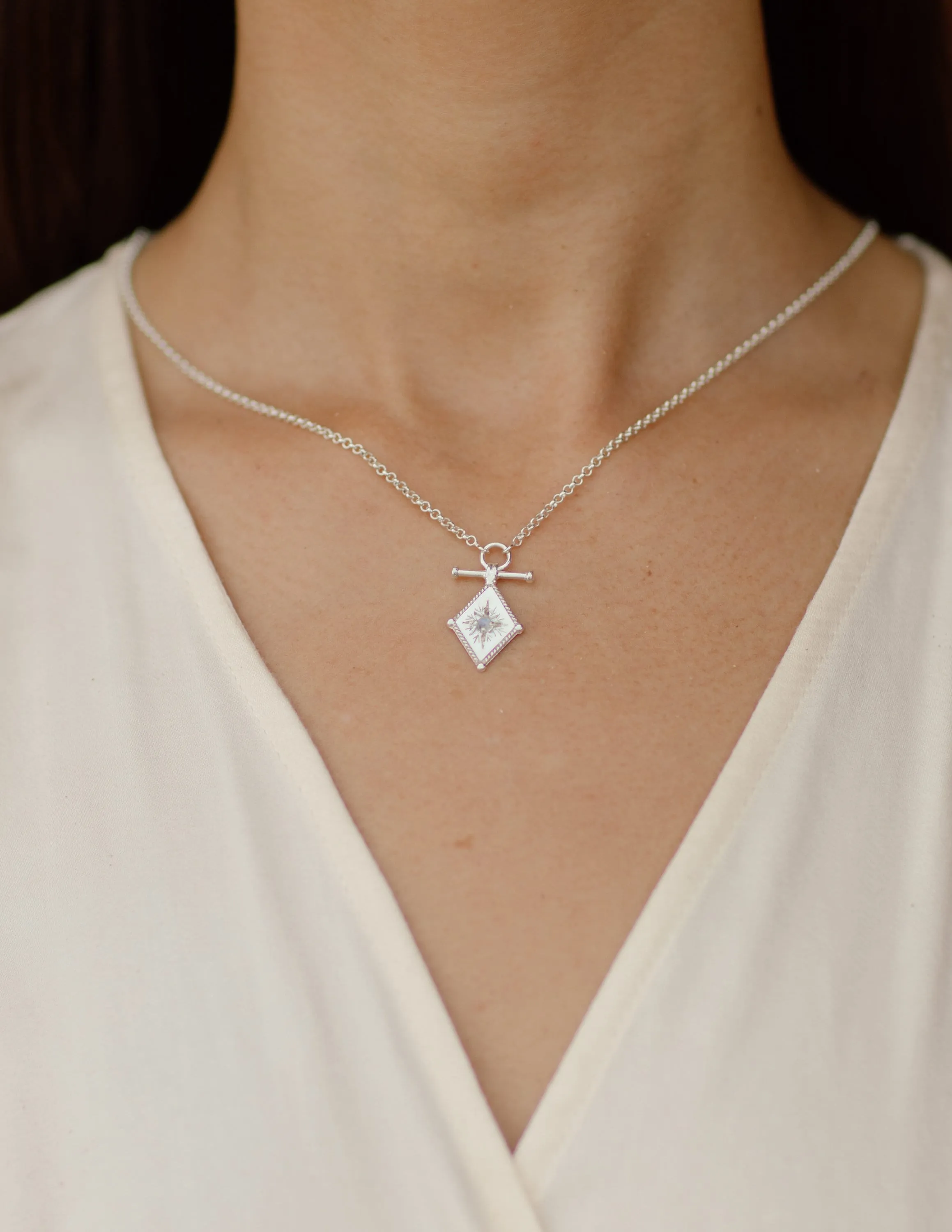 Leon Sterling Silver Rainbow Moonstone Necklace