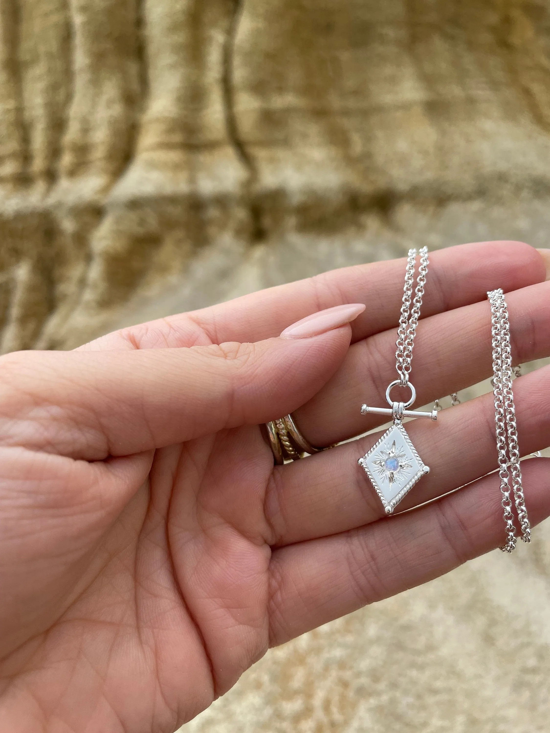 Leon Sterling Silver Rainbow Moonstone Necklace