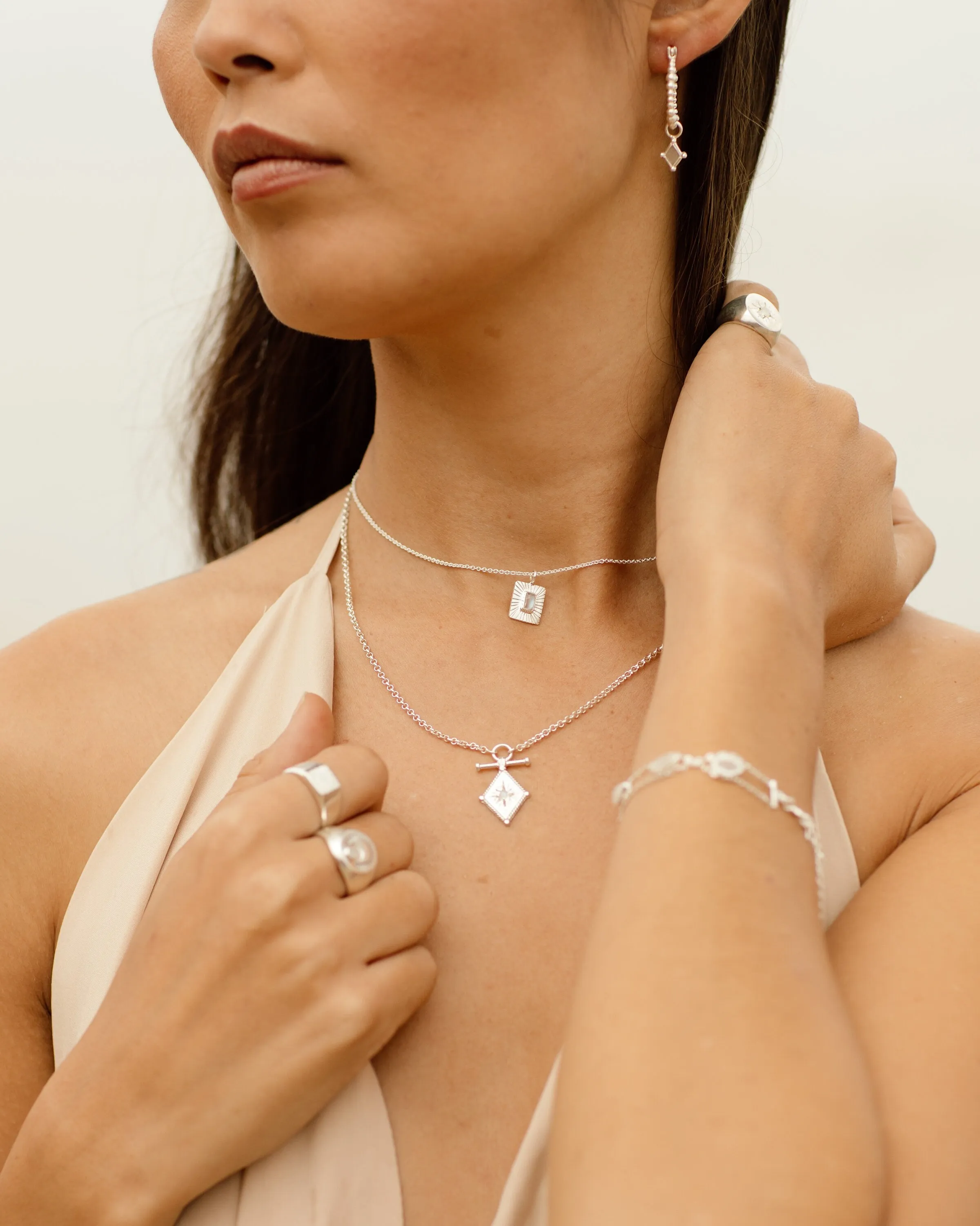 Leon Sterling Silver Rainbow Moonstone Necklace