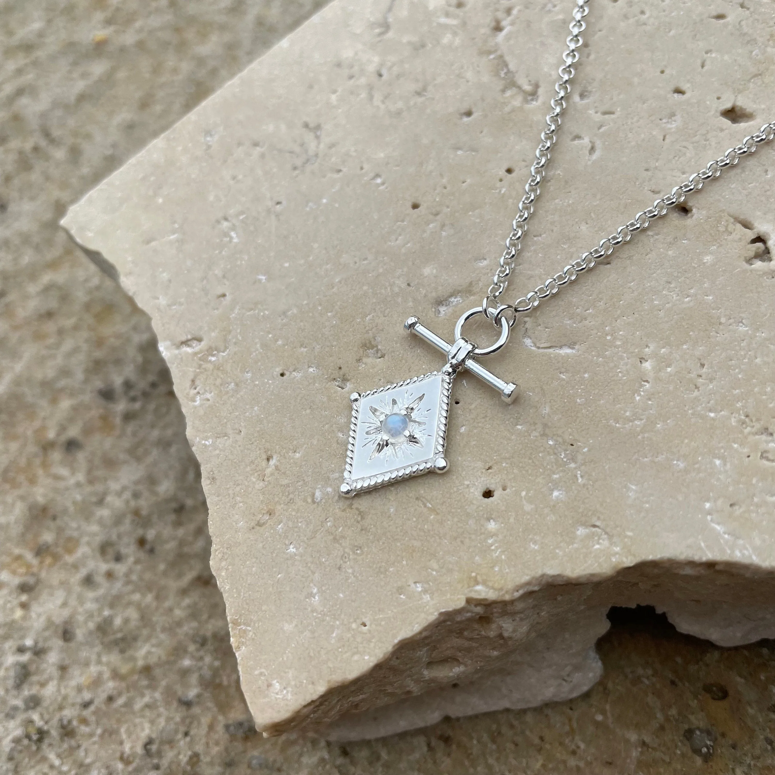 Leon Sterling Silver Rainbow Moonstone Necklace