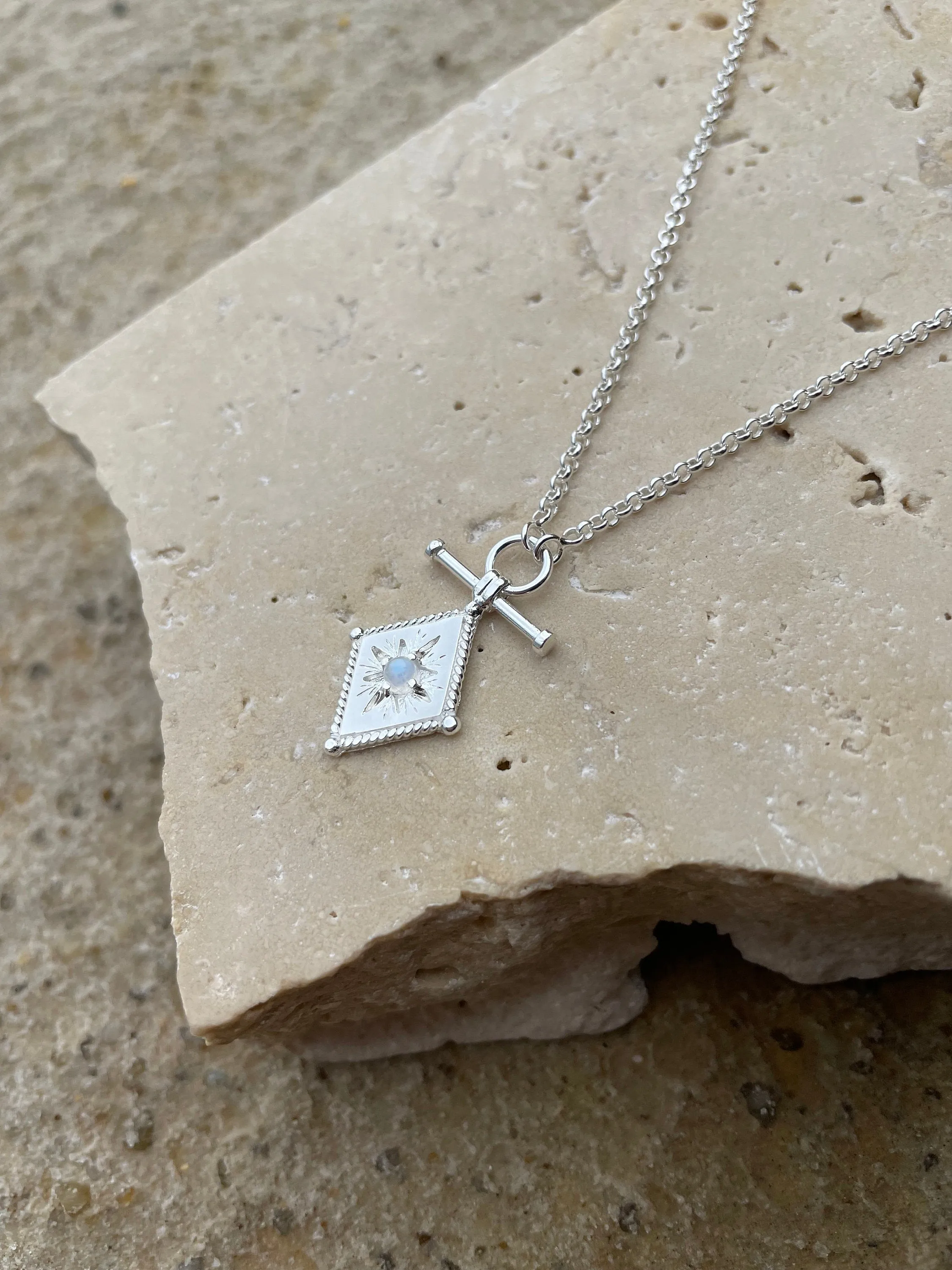 Leon Sterling Silver Rainbow Moonstone Necklace