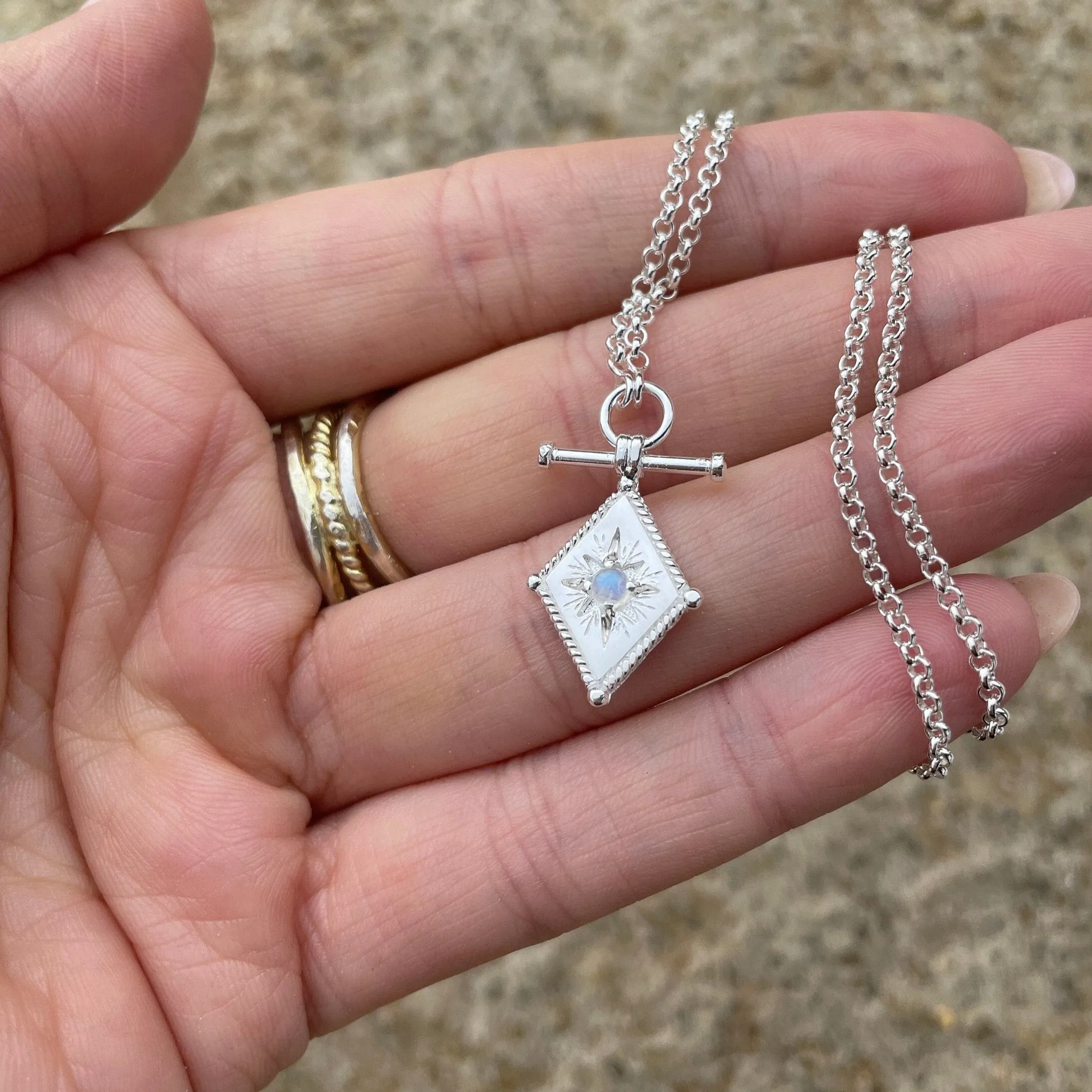 Leon Sterling Silver Rainbow Moonstone Necklace
