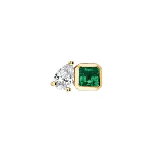 Lovers Duet Emerald & Diamond Stud | Ready to Ship