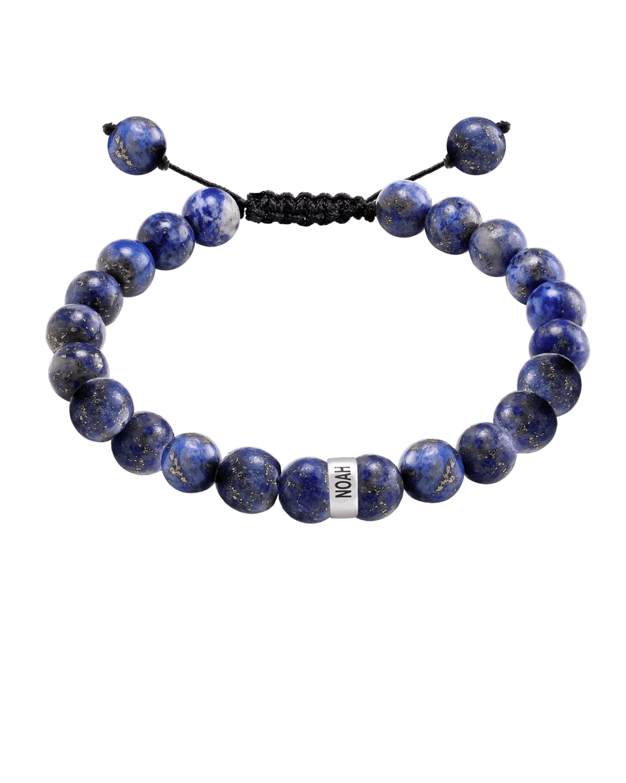 Men's Blue Lapis Engravable Bead Bracelet - 14K White Gold