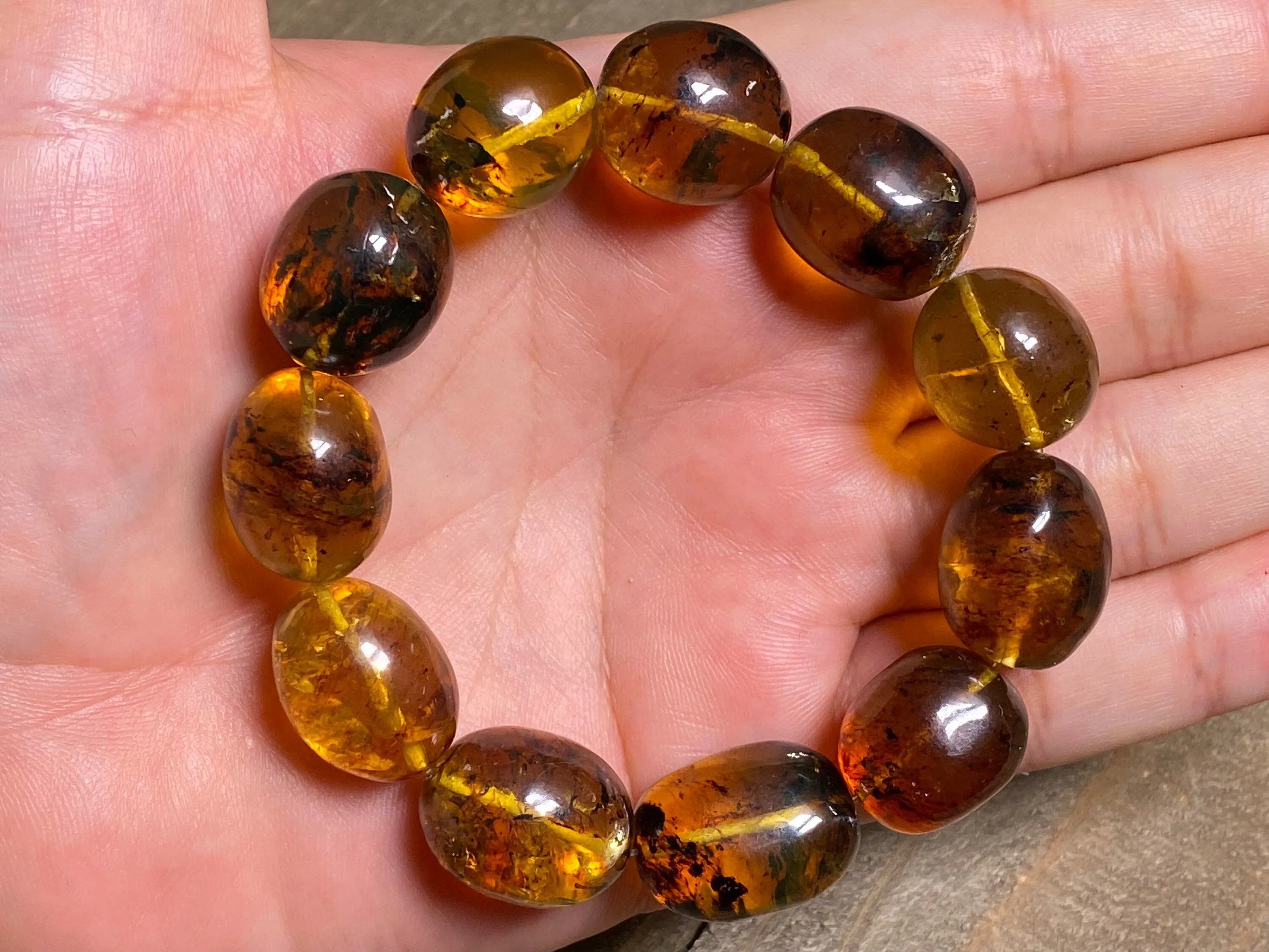 Mexican AMBER Crystal Bracelet - Beaded Bracelet, Handmade Jewelry, Healing Crystals and Stones, 48260