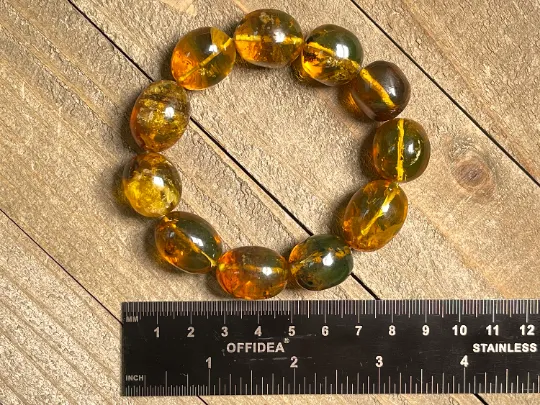 Mexican AMBER Crystal Bracelet - Beaded Bracelet, Handmade Jewelry, Healing Crystals and Stones, 48444