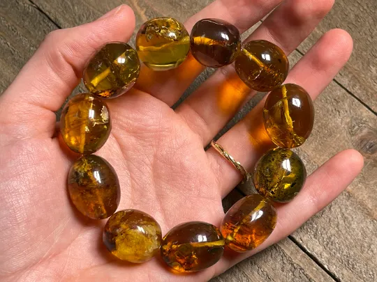Mexican AMBER Crystal Bracelet - Beaded Bracelet, Handmade Jewelry, Healing Crystals and Stones, 48444