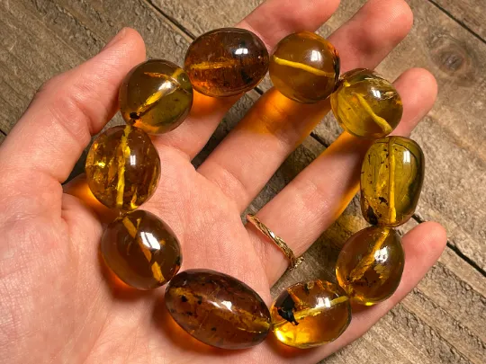 Mexican AMBER Crystal Bracelet - Beaded Bracelet, Handmade Jewelry, Healing Crystals and Stones, 48450