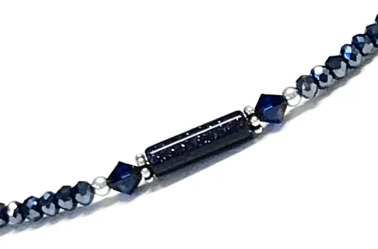 Midnight Blue Anklet - Blue Goldstone - Sterling Silver - Anklet for Women - 9 - 10 - 11 - 12 Inch