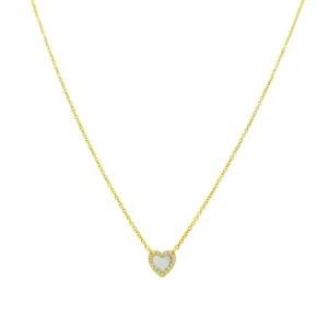 Mini Gemstone & Pave Heart Necklace